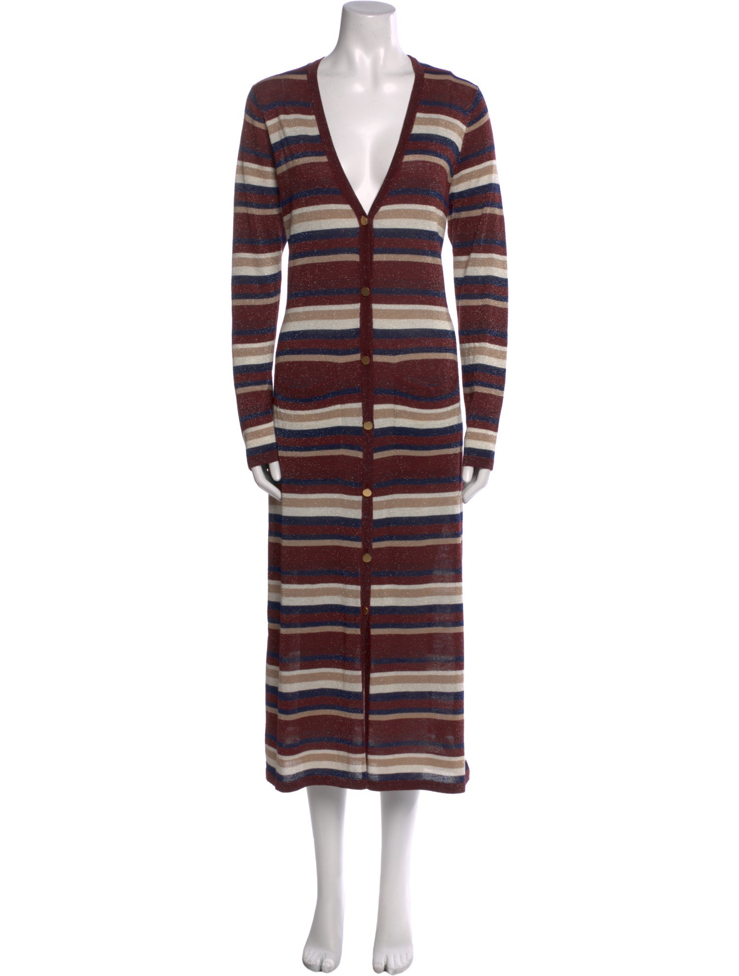 L'Agence Striped Midi Length Dress